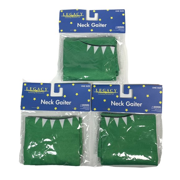 (3) Green Dinosaur Kid's Neck Gaiter Face Cover - Picture 1 of 5